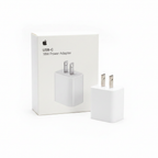 Apple 18W USB-C Power Adapter A1720 beside original white Apple retail box on white background