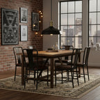 Globe Electric Robin satin black pendant light in industrial dining room
