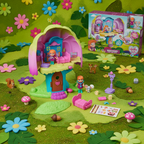 Vida the Vet Sweetwood Cozy Care Clinic treehouse playset by Spin Master displayed on a whimsical woodland surface with flowers and green leaves – More4less Outlet
