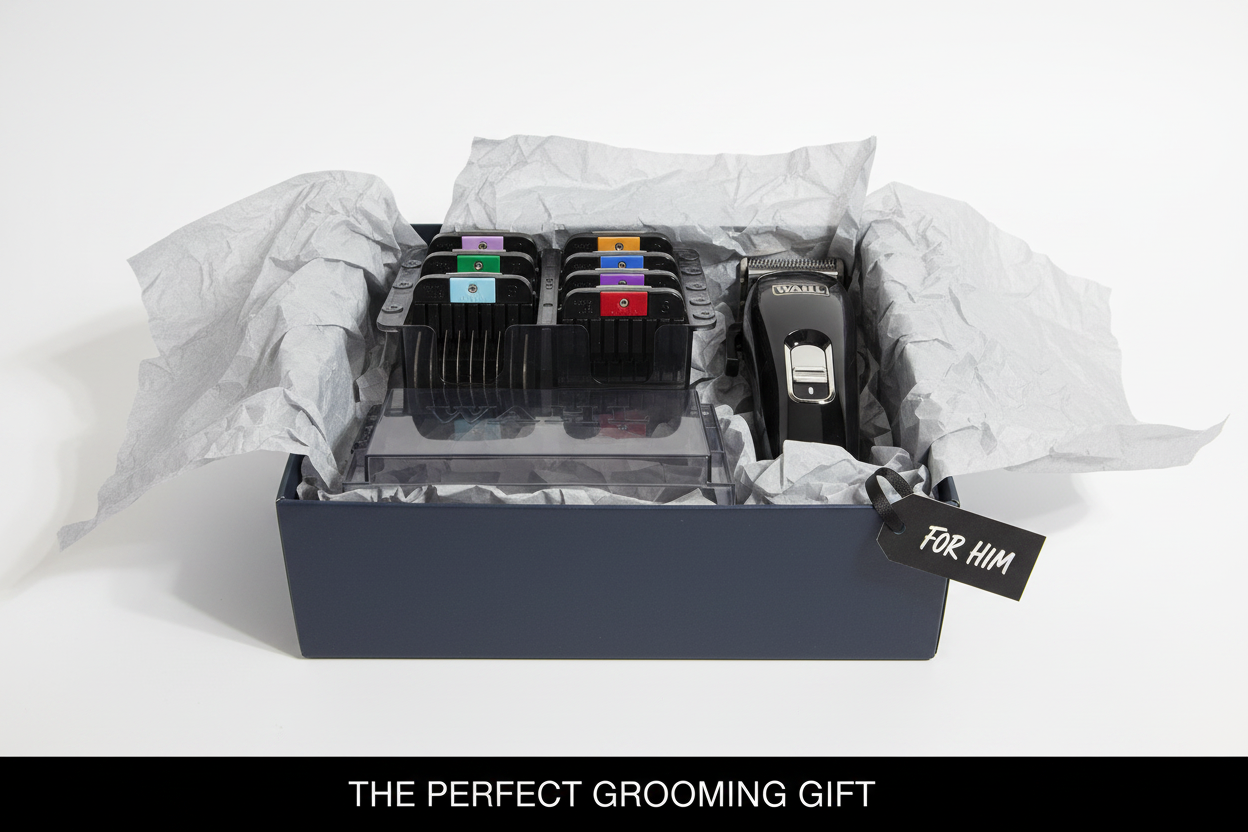 Wahl 8-piece color-coded clipper guide comb set as grooming gift in gift box with Wahl clipper – More4less Outlet