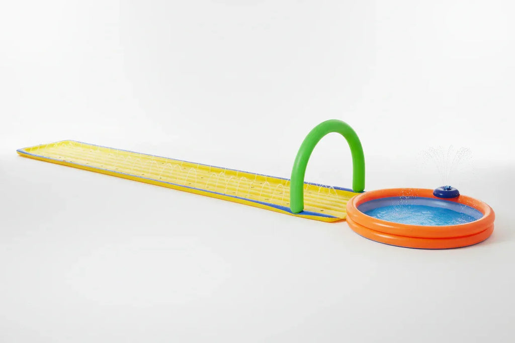 Wham-O Slip N Slide Water Park fully set up clean white studio background