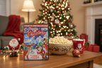 A Classic Christmas DVD on living room coffee table with popcorn hot cocoa and Christmas tree family holiday movie night – More4less Outlet