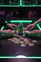 Invader Zim Adventure Bones dice game on dark purple gaming table with green neon lighting and bone-shaped dice spread out — More4less Outlet