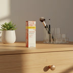 Burt's Bees Hydrating Day Lotion box on minimalist light-oak dresser near designer makeup organizer and fresh houseplant in soft morning sunlight