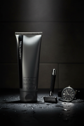 Mary Kay True Original Hair and Body Wash 6.5 fl oz on dark slate counter with razor and watch – men’s grooming – More4less Outlet
