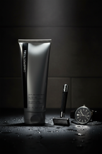 Mary Kay True Original Hair and Body Wash 6.5 fl oz on dark slate counter with razor and watch – men’s grooming – More4less Outlet