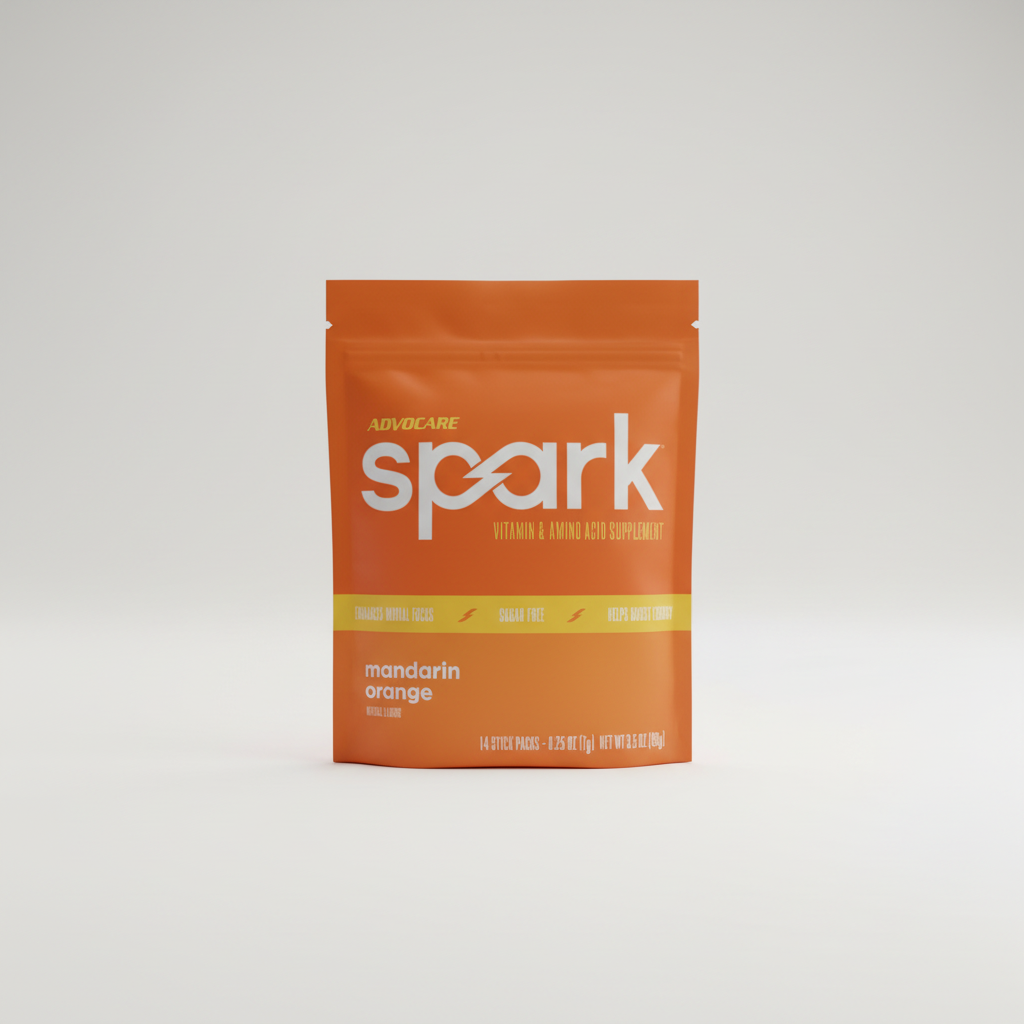 AdvoCare Spark Mandarin Orange vitamin and amino acid supplement package