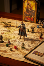 Hasbro D&D Honor Among Thieves Xenk figure posed on fantasy tabletop with dice and rulebook — More4less Outlet