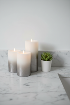 Mikasa silver ombre flameless LED candle trio minimalist bathroom vanity spa aesthetic — More4less Outlet