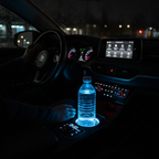 LED Innovation cup holder light glowing blue in car cup holder at night water bottle illuminated ambient interior lighting - More4less Outlet