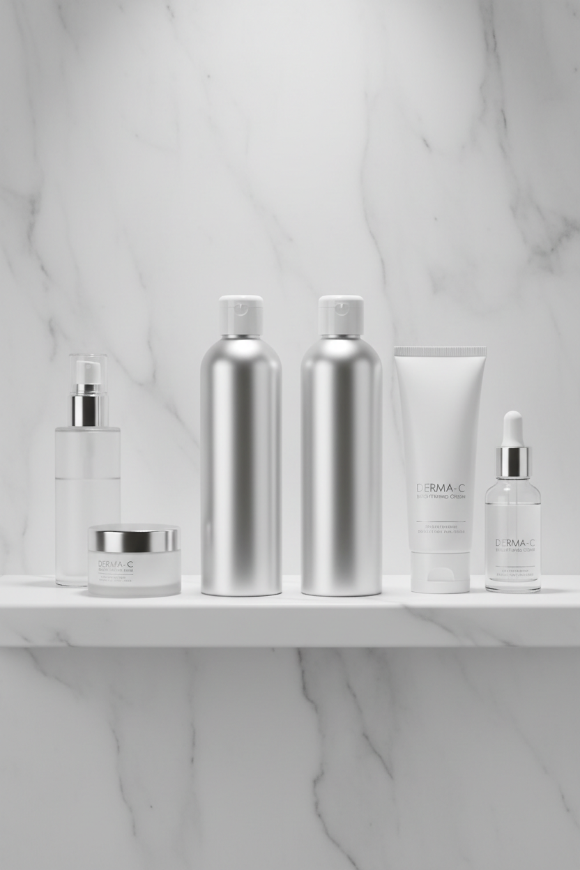 ZO Medical Balatone Cooling Toner bottles styled on a modern white-on-grey bathroom shelf