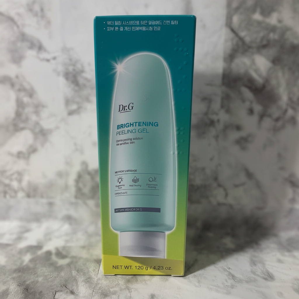 Dr.G Brightening Peeling Gel 120 g retail box on a neutral studio surface