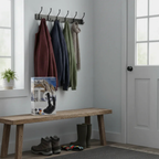 Terraen Nordic-Dry retail box on an entryway bench, styled lifestyle illustration.