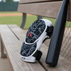AI-generated contextual image of a G-Form Elite 2 baseball batter's elbow guard resting on a dugout bench