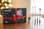 Houdini 4-Piece Cocktail Tool Set presented as a gift with ribbon on wooden table - More4less Outlet