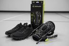 DonJoy Webtech knee brace XL unboxed beside athletic trainers gym floor sports gear display — More4less Outlet