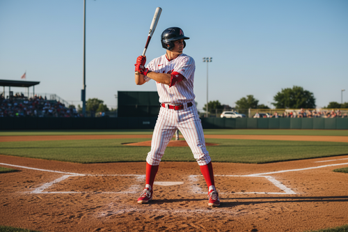 Adidas Performance red elastic baseball belt worn by baseball player on diamond – More4less Outlet