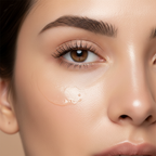 Close-up of refreshed, bright, de-puffed under-eye area after hydrogel eye patch treatment
