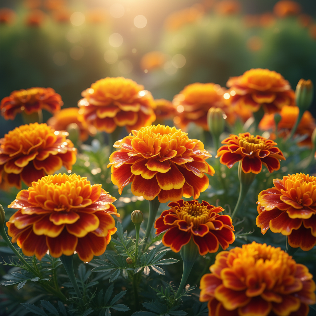 Vibrant orange and yellow marigold flowers in full bloom — natural source of lutein and zeaxanthin