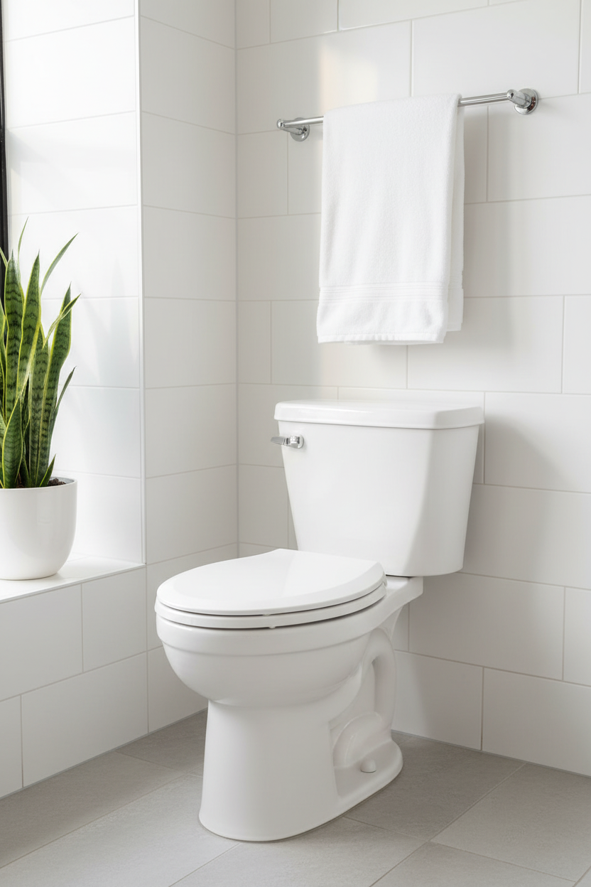 Residential bathroom renovation white toilet Cadet 3 slow-close seat hygienic styling — More4less Outlet