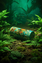 Jurassic World Dino Reveal mystery canister toy on prehistoric jungle-themed surface with dramatic green lighting — More4less Outlet