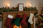 The Autobiography of Santa Claus by Jeff Guinn hardcover displayed on Christmas mantelpiece with garland and candles – More4less Outlet