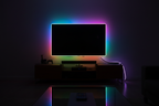 Monster Basics Sound Reactive Neon LED Strip around TV entertainment center – USB powered RGB light strip – More4less Outlet