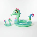 PoolCandy Glitter Seahorse jumbo pool tube and drink float set clean white studio background