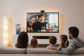 Samsung VG-STC3000 TV Camera mounted on Samsung Smart TV with family Skype video call in modern living room – More4less Outlet