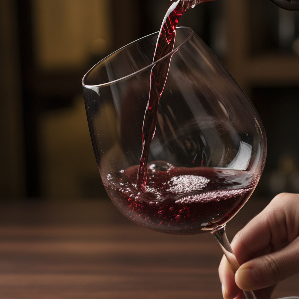 Poured Cabernet Sauvignon aeration view inside a Bold and Powerful wine glass