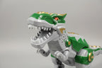 Close-up of LED eye structures and movable front arms on Vivitar Robo King-Rex dinosaur toy