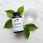 Designs for Health L-Glutamine bottle on marble with green leaves and water – More4less Outlet