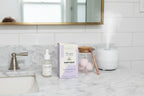 Marble bathroom vanity with Winged Women's Wellness Sleepyhead supplement box
