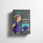 Gaiam Restore Posture Corrector retail box in a clean studio setting