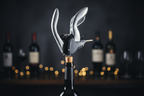 Houdini Lever Corkscrew close-up all-metal gear mechanism removing cork from wine bottle - More4less Outlet