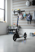 Jetson Jupiter Jumbo kick scooter in organized modern home storage space with bright lighting