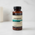 Nature's Sunshine Ashwagandha Herbal Blend bottle on a clean white counter