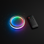 LED Innovation cup holder light puck and wireless remote control flat lay dark matte surface multicolor LED glow - More4less Outlet