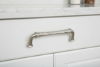 Baldwin Couture cabinet pull close-up showing diamond lattice engraved barrel and satin nickel finish detail - More4less Outlet
