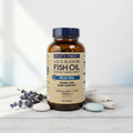 Lifestyle context image of Wiley's Finest Wild Alaskan Fish Oil Peak EPA (AI-generated for visual illustration only) – wooden surface ocean wellness setting – More4less Outlet