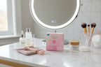 SOL by Jergens self-tanning cosmetic packaging on well-lit makeup vanity with skincare accessories