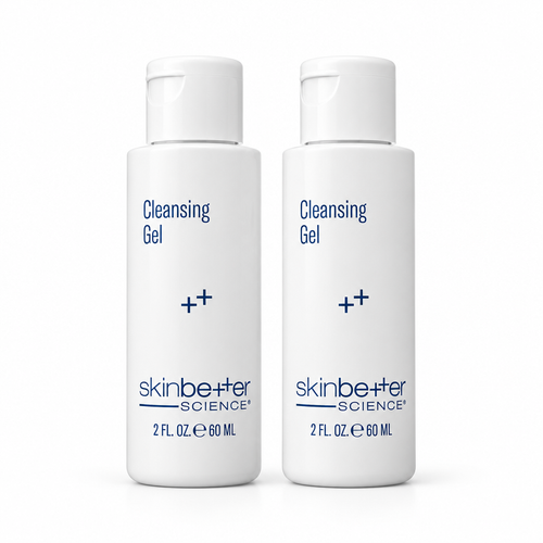 Two skinbetter science Cleansing Gel bottles, 2 fl oz each, studio product shot