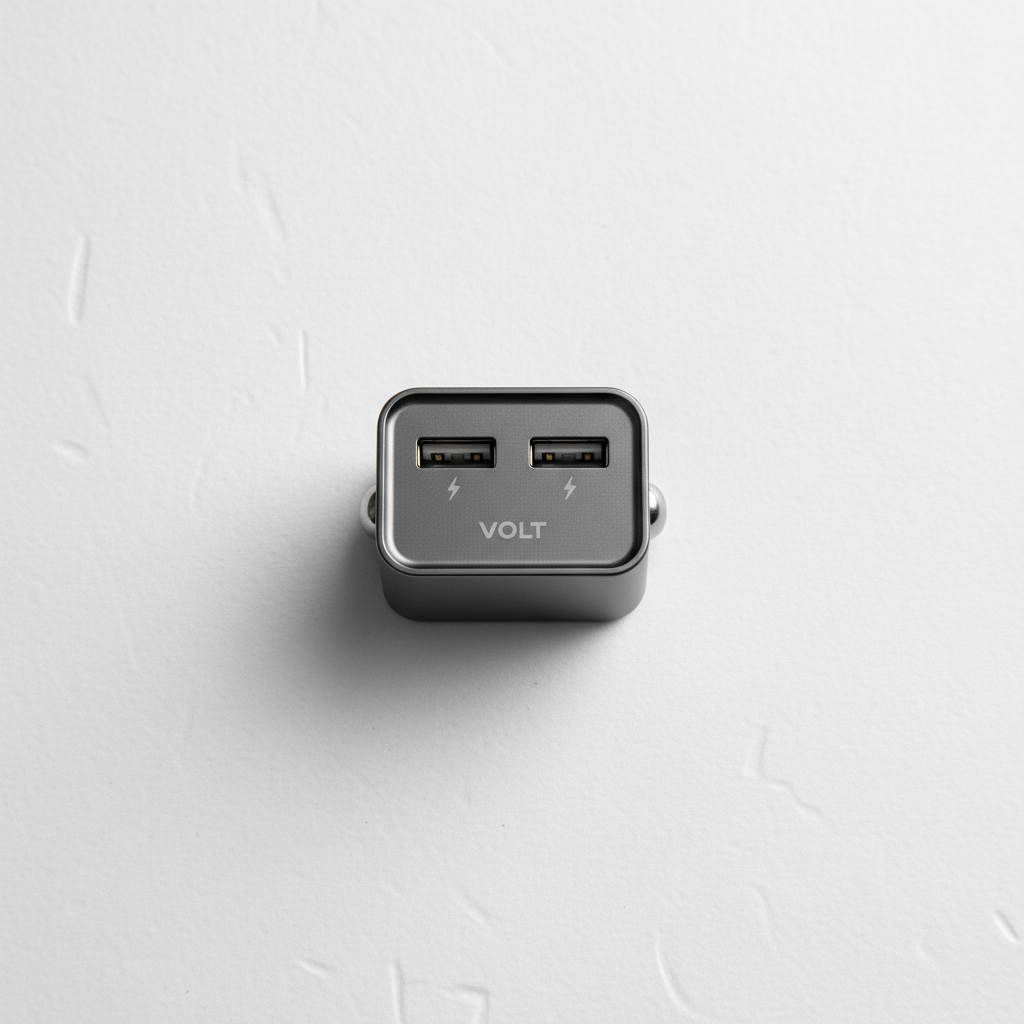 Case Logic Dual USB Car Charger grey flat lay on white surface — More4less Outlet