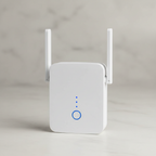 WLM M9 Wi-Fi range extender with two antennas on a neutral surface