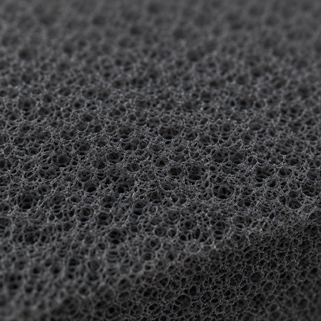 AI-generated macro close-up of the open-cell reticulated foam texture