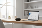 SMARTPOINT Smart Wi-Fi Universal Remote on home office desk with laptop – Google Assistant compatible IR blaster – More4less Outlet