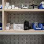MG Electronics ST241A retail box on electronics lab shelving unit as inventory spare