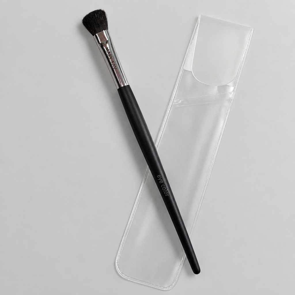 AI image of Mary Kay eye color brush laid across clear protective sleeve
