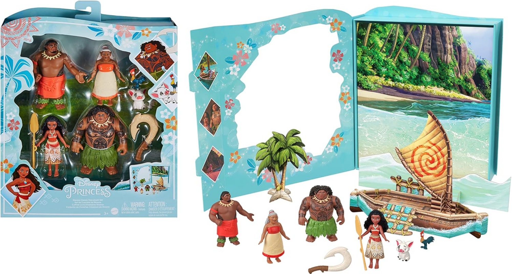 Disney Princess Moana Classic Storybook Set – Small Doll Figures & Playset