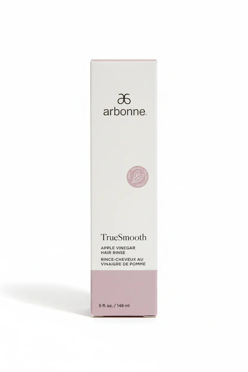 Arbonne TrueSmooth Apple Vinegar Hair Rinse white background studio product shot